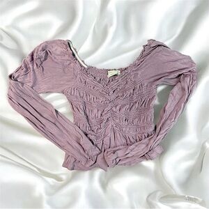 Urban Outfitters Purple Smocked Long Sleeve Blouse